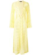 Roberto Cavalli - Flared Sleeves Sheer Dress - Women - Cotton/polyamide/viscose - S, Yellow/orange, Cotton/polyamide/viscose
