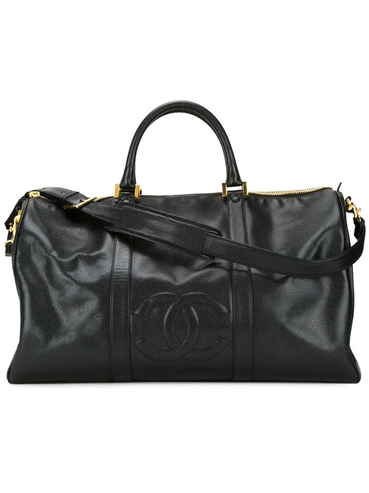 Chanel Vintage Embossed Logo Holdall - Black