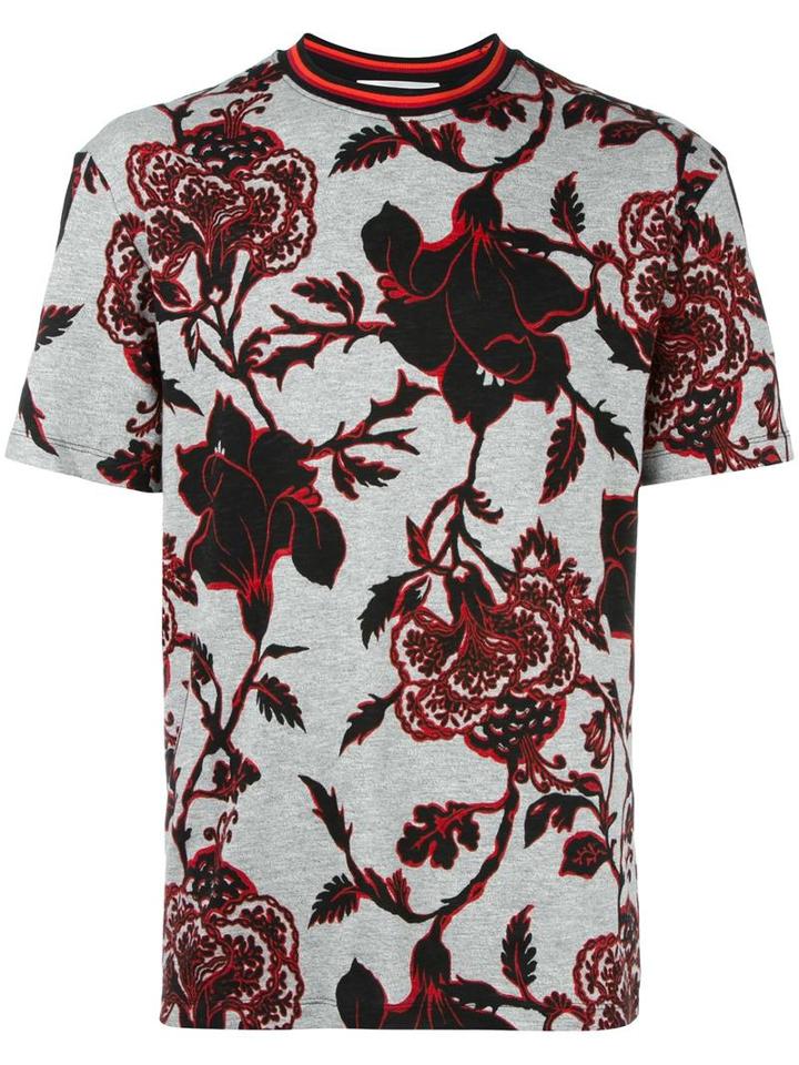 Mcq Alexander Mcqueen Floral Print T-shirt, Men's, Size: Xl, Grey, Cotton