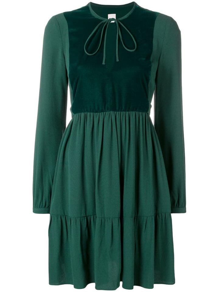 Pinko Tie Neck Skater Dress - Green