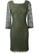 Diane Von Furstenberg Lace Fitted Dress, Women's, Size: 6, Green, Rayon/nylon/viscose/silk