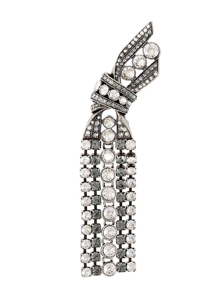 Lanvin Draped Stone Brooch, Women's, Metallic