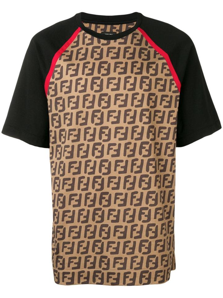 Fendi Panelled Ff Print T-shirt - Brown