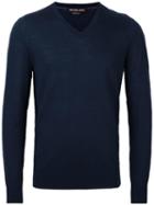 Michael Kors V-neck Jumper, Men's, Size: Xxl, Blue, Merino