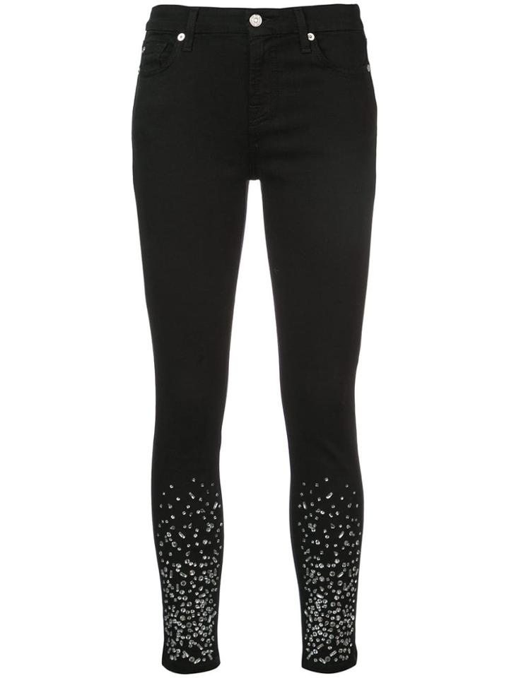 7 For All Mankind Crystal Embellished Skinny Jeans - Black