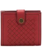 Bottega Veneta Mini French Wallet In Intrecciato - Red