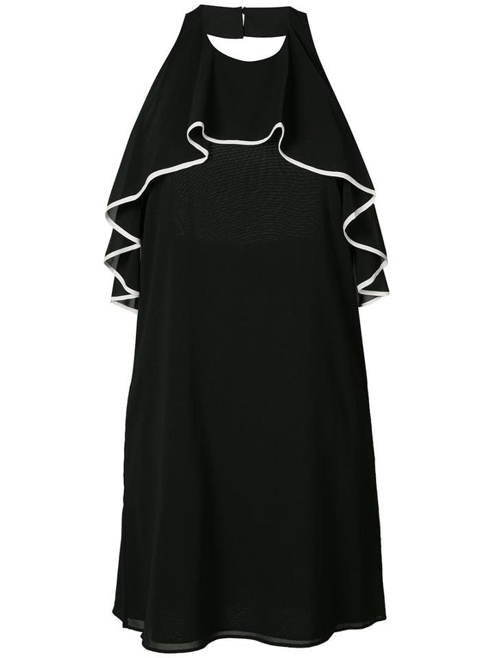 Contrast Trim Halterneck Dress - Women - Silk/spandex/elastane - Xs, Black, Silk/spandex/elastane, Alice+olivia