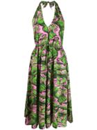 Mcq Alexander Mcqueen Printed Halterneck Dress - Green