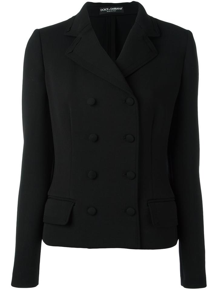 Dolce & Gabbana - Double Breasted Jacket - Women - Silk/polyamide/spandex/elastane/virgin Wool - 40, Black, Silk/polyamide/spandex/elastane/virgin Wool