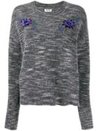 Kenzo Sequin Embroidered Crew Neck Sweater - Grey