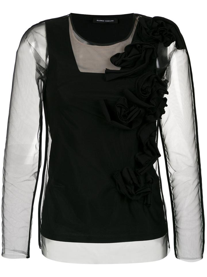 Gloria Coelho Applique Blouse - Black