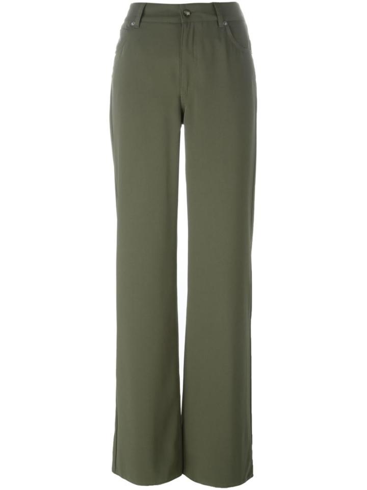 Mm6 Maison Margiela Straight Tailored Trousers, Women's, Size: 42, Green, Viscose/polyester