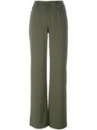 Mm6 Maison Margiela Straight Tailored Trousers, Women's, Size: 42, Green, Viscose/polyester