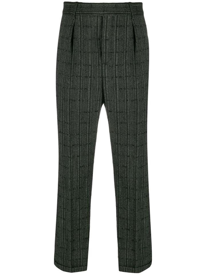 Saint Laurent Woven Check Trousers - Black