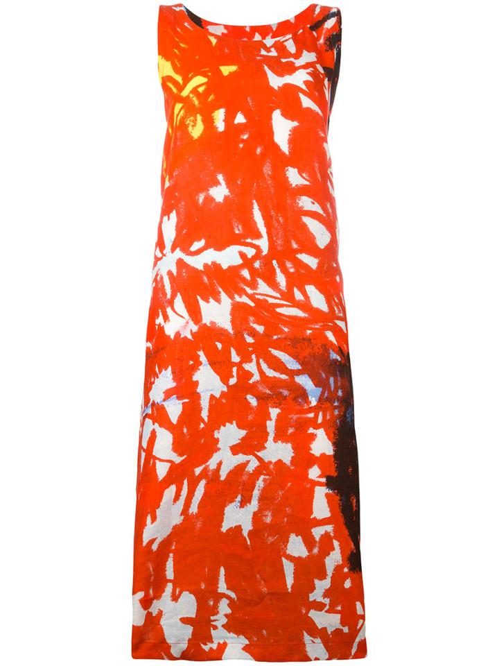 Daniela Gregis Floral Print Dress, Women's, Red, Linen/flax