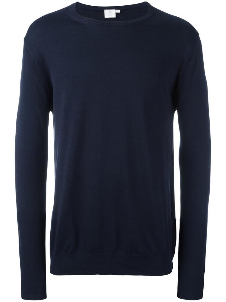 Sunspel Crew Neck Jumper, Men's, Size: Large, Blue, Cotton