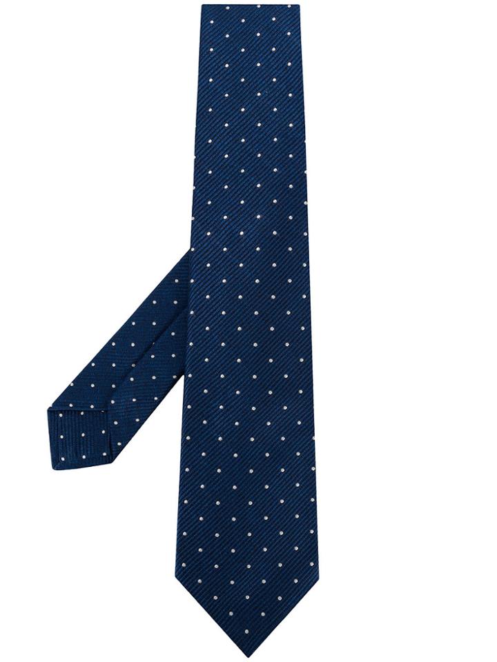 Kiton Polka Dot Patterned Tie - Blue