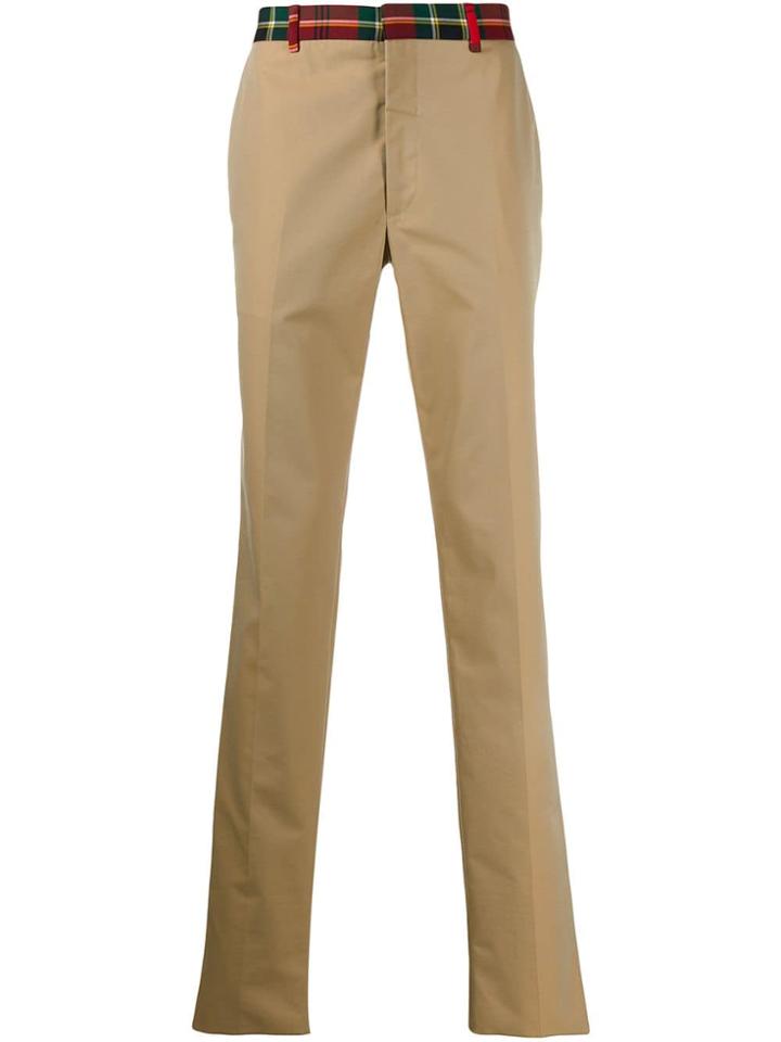 Alexander Mcqueen Tartan Trim Chino Trousers - Neutrals