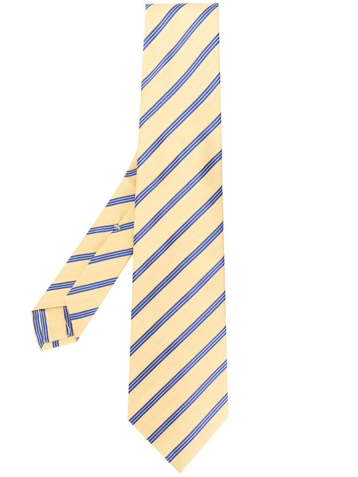 Kiton Striped Tie - Yellow & Orange