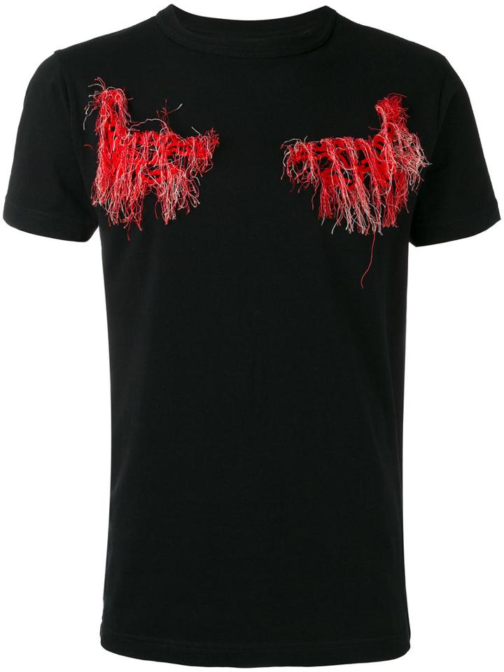 Off-white Frayed Patch T-shirt, Men's, Size: Large, Black, Cotton/polyamide/polyester/viscose