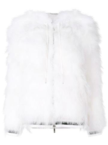 Thom Browne Marabou Feather Zip-up Hoodie - White