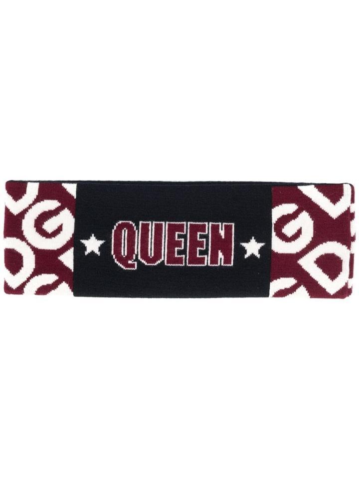 Dolce & Gabbana Queen Logo Print Hairband - Black