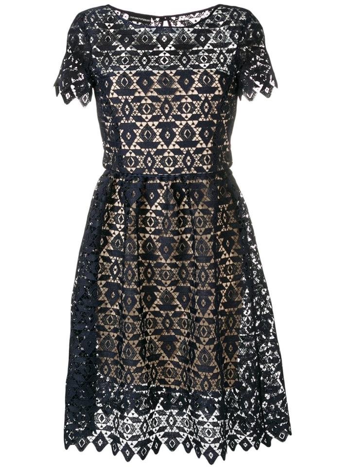 Emporio Armani Embroidered A-line Dress - Blue