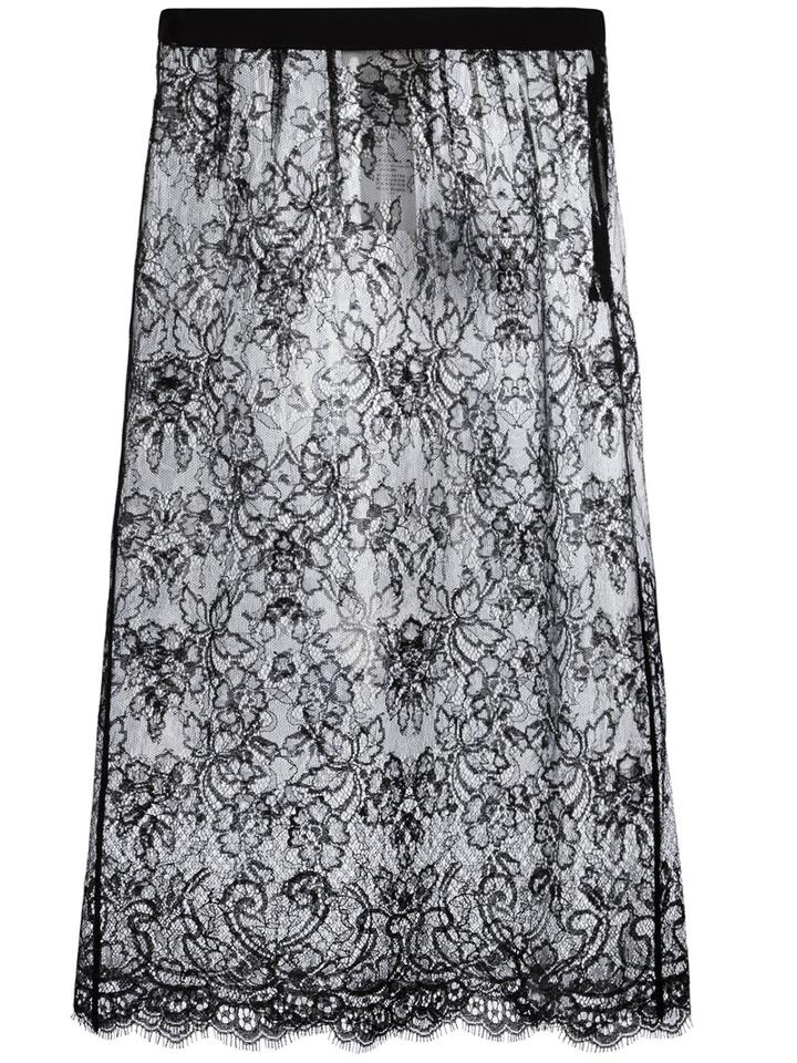 Sheer Plasticised Lace Skirt - Women - Viscose/polyamide/polyurethane - 42, Black, Viscose/polyamide/polyurethane, Maison Margiela