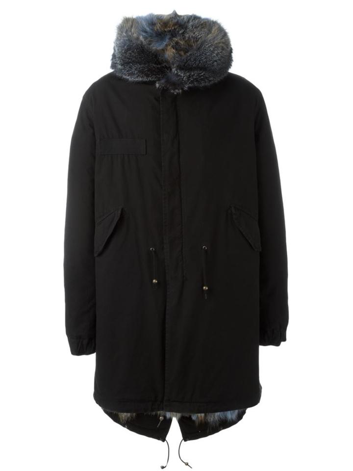 Mr & Mrs Italy Fur Collar Parka, Men's, Size: Xs, Black, Cotton/lamb Skin/fox Fur/viscose
