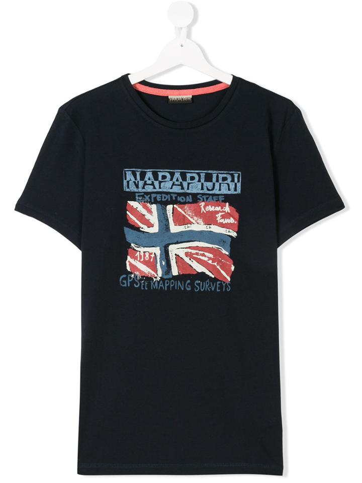 Napapjiri Kids Teen Printed Logo T-shirt - Blue
