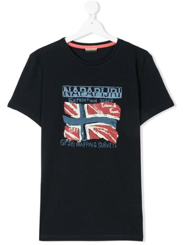 Napapjiri Kids Teen Printed Logo T-shirt - Blue
