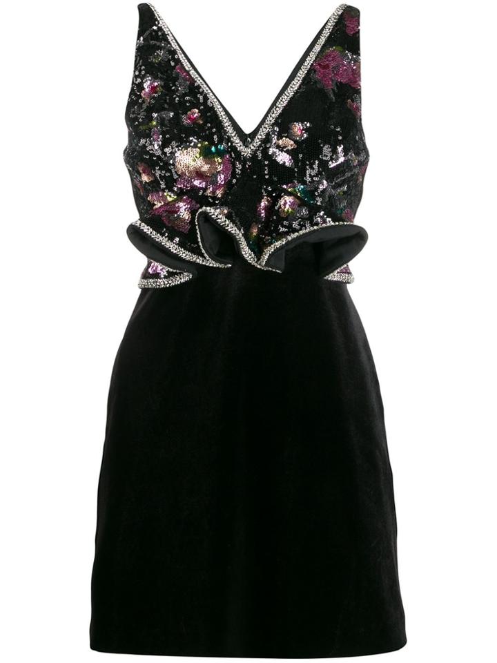 Self-portrait Midnight Bloom Sequin Mini Dress - Black