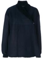 Drome - Lined Asymmetric Coat - Women - Lamb Skin/polyester/viscose/pbt Elite - S, Blue, Lamb Skin/polyester/viscose/pbt Elite