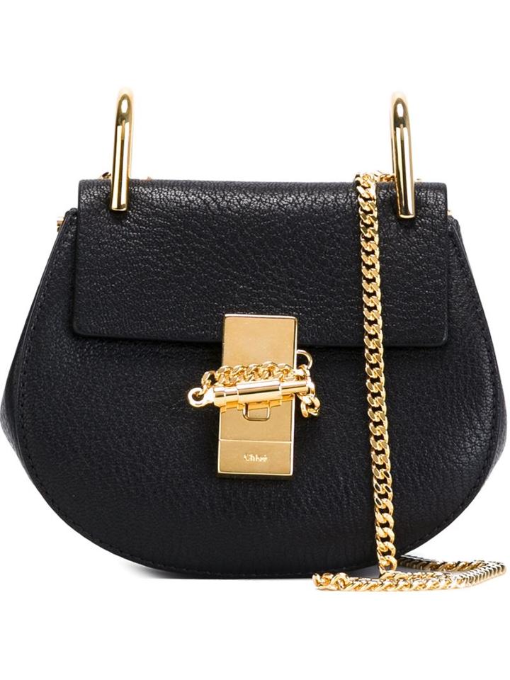 Chloé 'drew' Shoulder Bag, Women's, Black, Calf Leather/metal (other)