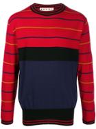Marni Striped Knitted Jumper - Red
