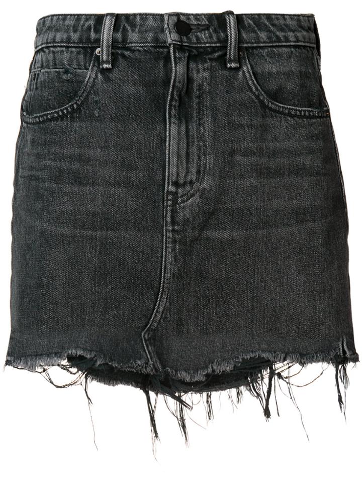 T By Alexander Wang Raw Hem Denim Miniskirt - Grey