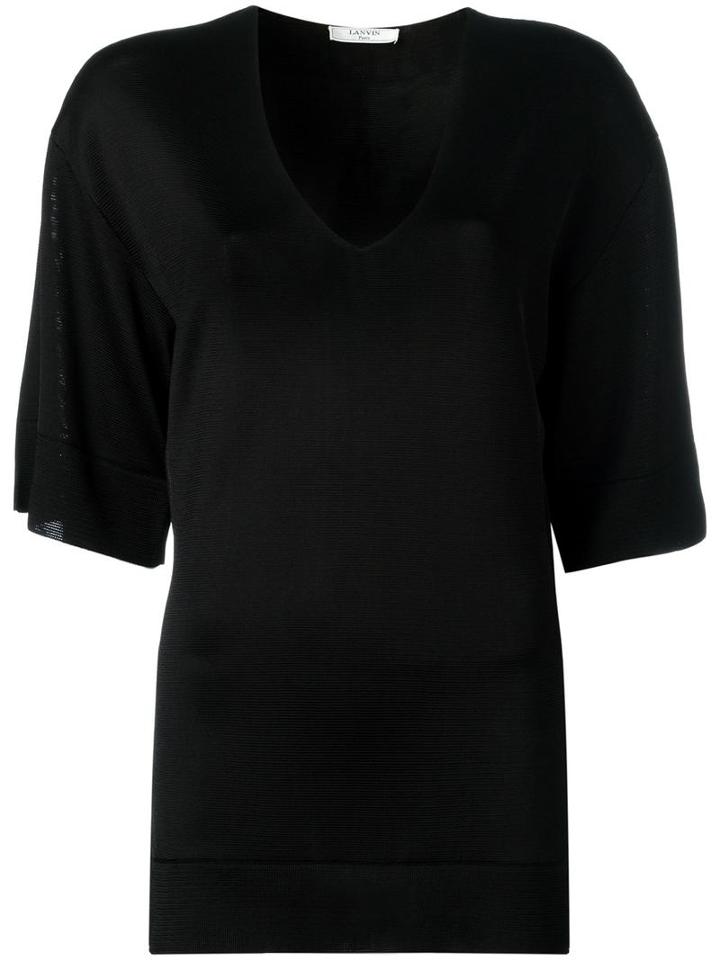 Lanvin V-neck Top, Women's, Size: Xs, Black, Viscose