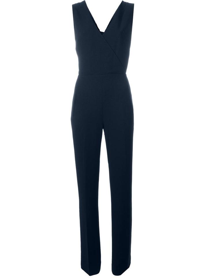 Tory Burch Twisted Back Jumpsuit, Women's, Size: 8, Blue, Polyester/spandex/elastane