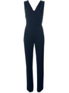 Tory Burch Twisted Back Jumpsuit, Women's, Size: 8, Blue, Polyester/spandex/elastane