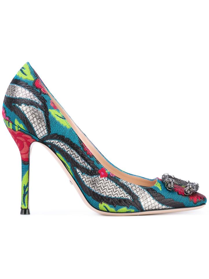 Gucci Tiger's Head Embroidered Pumps - Multicolour