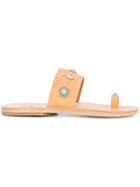 Calleen Cordero Nickel And Turquoise Embellished Sandals - Nude &