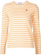 Comme Des Garçons Play Stripe Embroidered Heart T-shirt