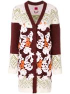 Moncler Gamme Rouge Striped Floral Long Cardigan - Multicolour