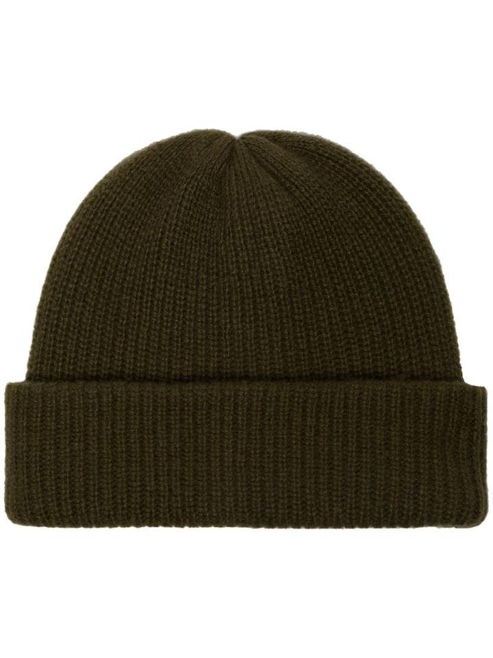 The Elder Statesman Cashmere Knitted Hat - Green