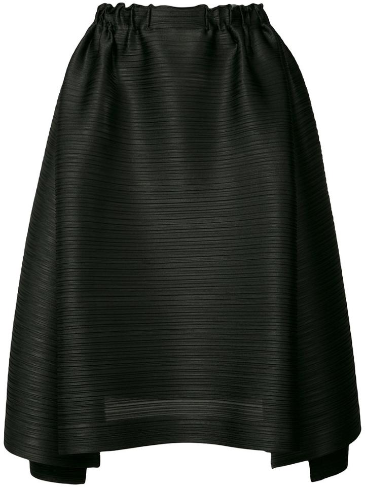 Pleats Please By Issey Miyake - Pleated Texture Asymmetric Skirt - Women - Polyester - 3, Black, Polyester