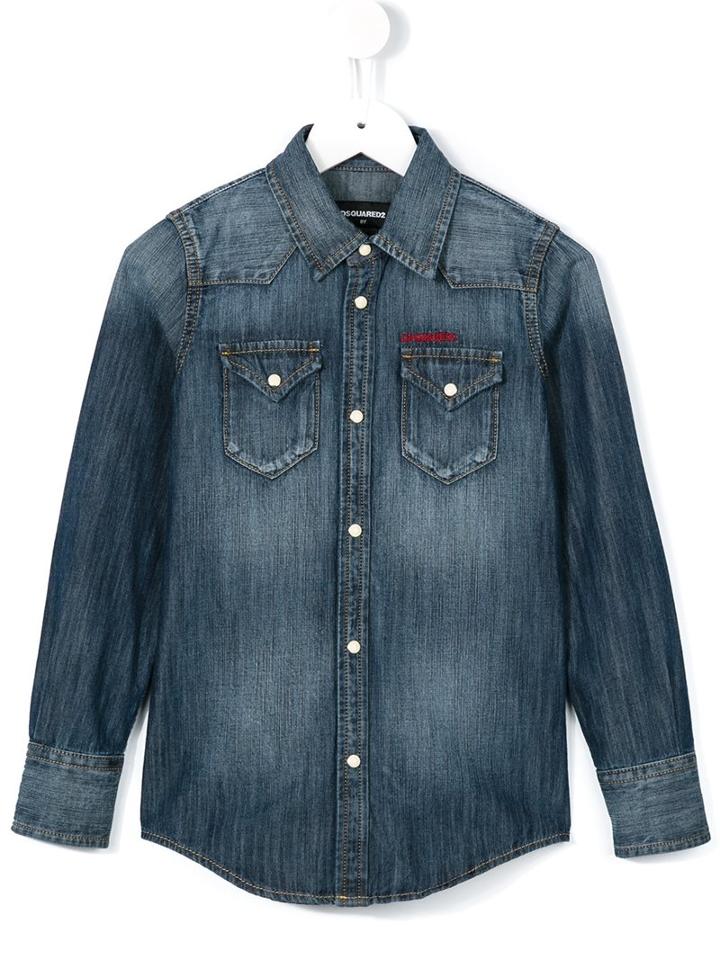 Dsquared2 Kids Western Denim Shirt, Boy's, Size: 8 Yrs, Blue