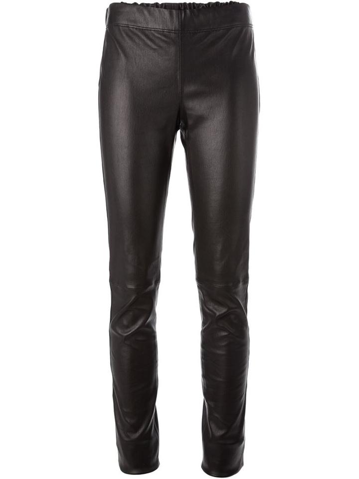 Joseph Skinny Trousers, Women's, Size: 42, Black, Cotton/lamb Skin/spandex/elastane