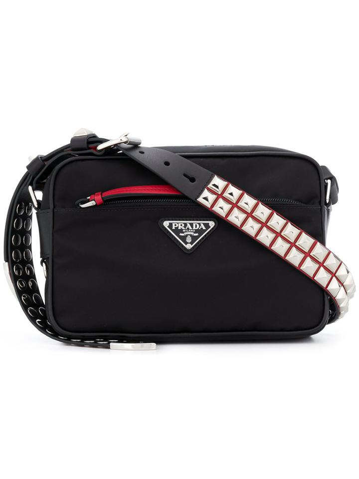 Prada Studded Strap Crossbody Bag - Black