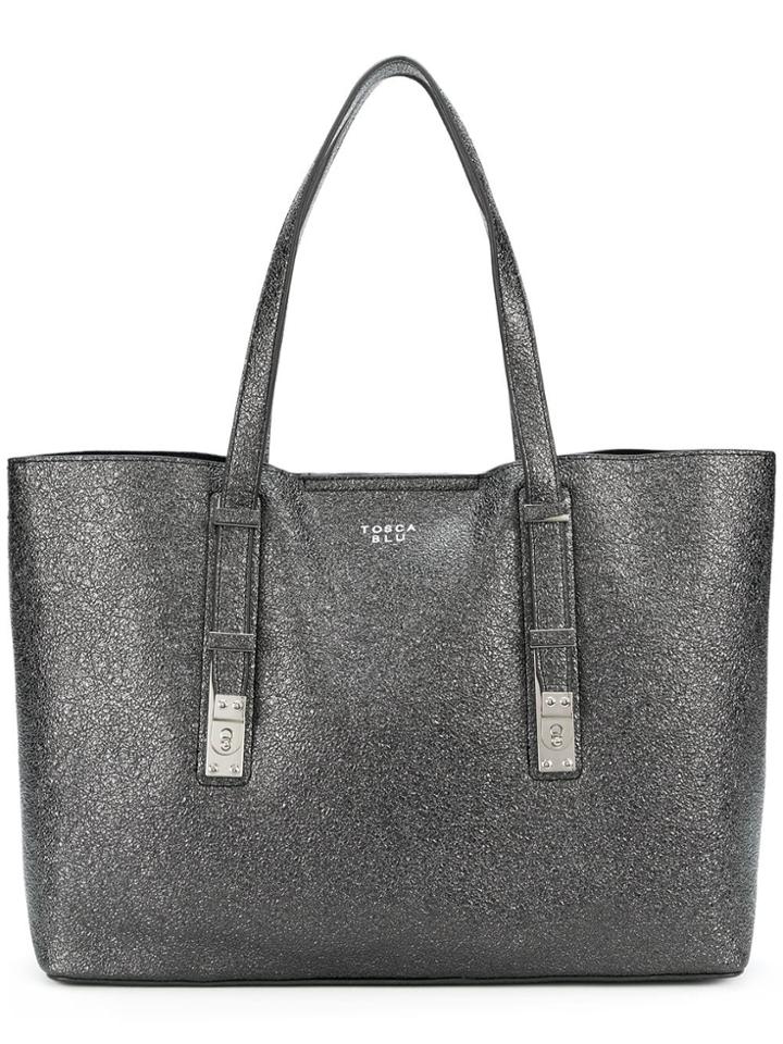 Tosca Blu Creased Large Tote Bag - Black