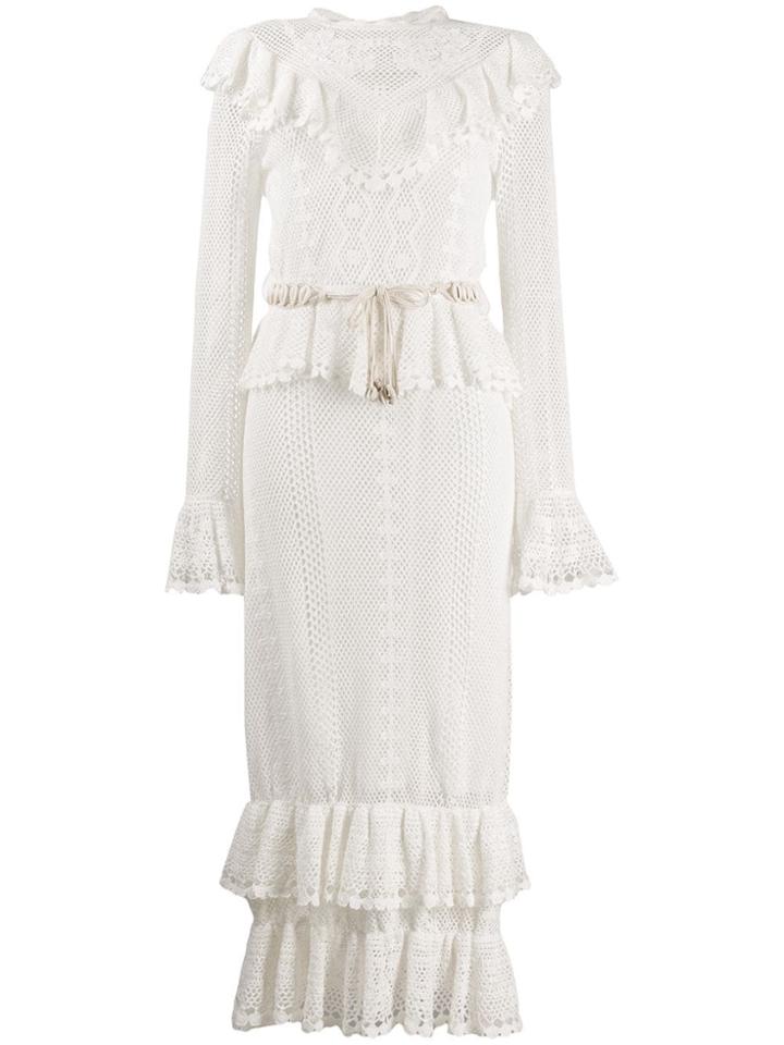 Zimmermann Crochet Midi Dress - White